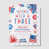 Young Wild und Three 4. Juli 3. Geburtstag Party Pergament Einladungen (Versetzt (Einladung))