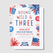 Young Wild und Three 4. Juli 3. Geburtstag Party Pergament Einladungen (Versetzt)