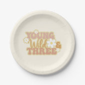 Young Wild und Three Birthday Shirt für Kleinkinde Pappteller (Vorderseite)