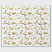 Young wild und Three Elegant Golden Dinosaurier Geschenkpapier (Flach)