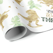 Young wild und Three Elegant Golden Dinosaurier Geschenkpapier (Rolleneckpunkt)
