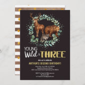 Young Wild Woodland Birthday Invasionsboys Ankündigung (Vorne/Hinten)