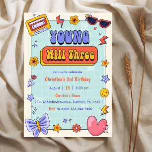 Young will Three Groovy Hippie 3. Geburtstags-Part Einladung