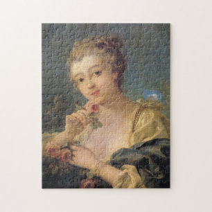 Young Woman Bouquet von Rose von Francois Boucher Puzzle