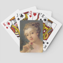 Young Woman Bouquet von Rose von Francois Boucher Spielkarten