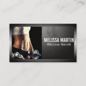 Young Woman Holding Dumbells | Fitness Visitenkarte (Vorderseite)