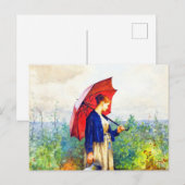 Young Woman Knitting von Daniel Ridgway Knight Postkarte (Vorne/Hinten)