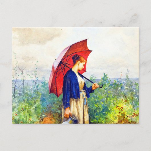 Young Woman Knitting von Daniel Ridgway Knight Postkarte (Vorderseite)