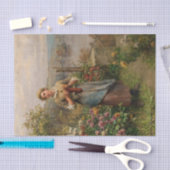 Young Woman Knitting von Daniel Ridgway Knight Seidenpapier (Handwerk)