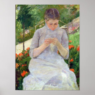 Young Woman Sewing in the garden, c.1880-82 Poster