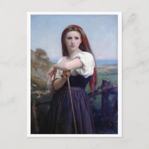 Young Woman Shepherdess, Bouguereau Postkarte