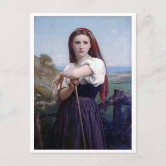 Young Woman Shepherdess, Bouguereau Postkarte (Vorderseite)