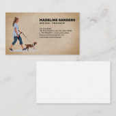 Young Woman Walking Beagle Dog Visitenkarte (Vorne/Hinten)