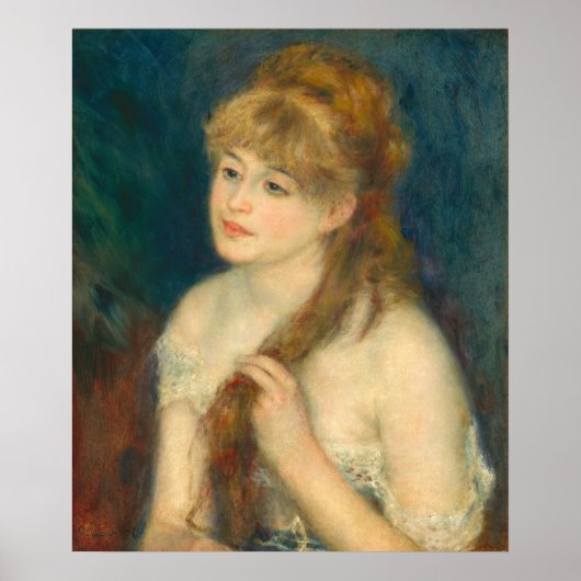 Young Women Braiding - Auguste Renoir Kunst Pos Poster (Vorne)