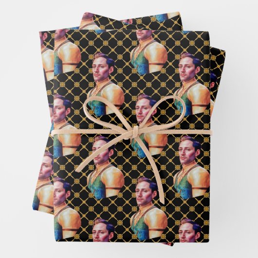 Younger Man Wrapping Paper Geschenkpapier Set (Beispiel)