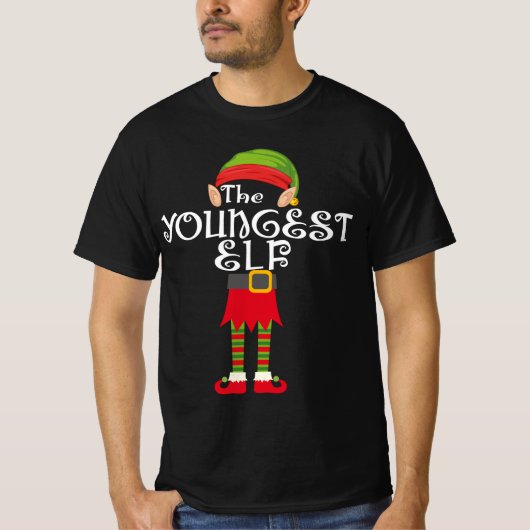 YOUNGEST ELF Familie passend Weihnachten T-Shirt (Vorderseite)