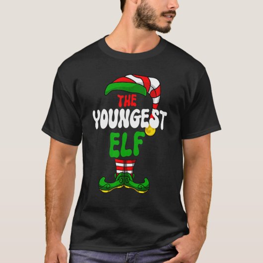 Youngest Elf Family Matching Group Merry Christmas T-Shirt (Vorderseite)