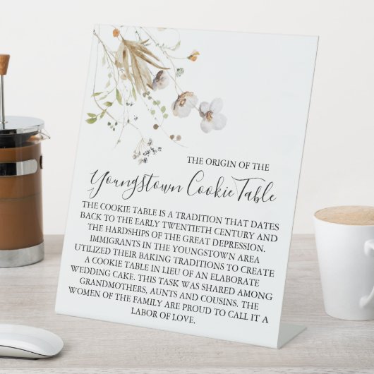 YOUNGSTOWN COOKIE TABLE SIGN WEDING SOCKELSCHILD (In Situ)