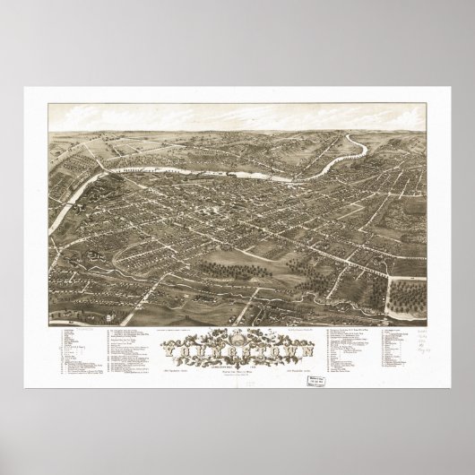 Youngstown Ohio 1882 Antique Panoramabalkarte Poster (Vorne)