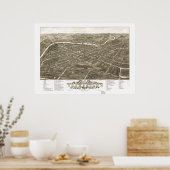 Youngstown Ohio 1882 Antique Panoramabalkarte Poster (Küche)