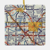 Youngstown Retro Map Keramikornament (Vorderseite)