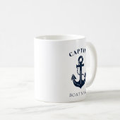 Your Boat Name Anchor Blue Captain Kaffeetasse (VorderseiteRechts)