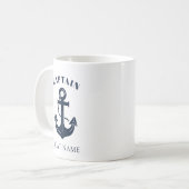 Your Boat Name Anchor Blue Captain Kaffeetasse (Vorderseite Links)
