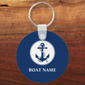 Your Boat Name Anchor & Rope Navy Blue Schlüsselanhänger (Vorderseite)