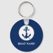 Your Boat Name Anchor & Rope Navy Blue Schlüsselanhänger (Rückseite)