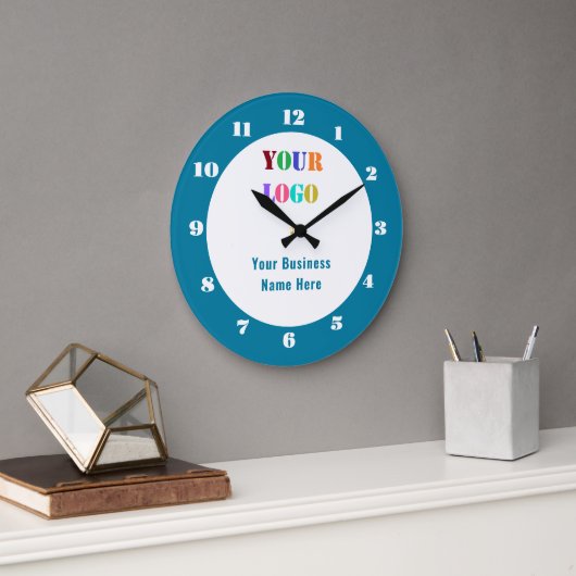Your Branded Company Logo Name Text Clock Template Große Wanduhr (Büro)