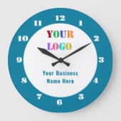 Your Branded Company Logo Name Text Clock Template Große Wanduhr (Vorderseite)