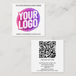 Your Business Company Team Logo and QR Code & Text Quadratische Visitenkarte