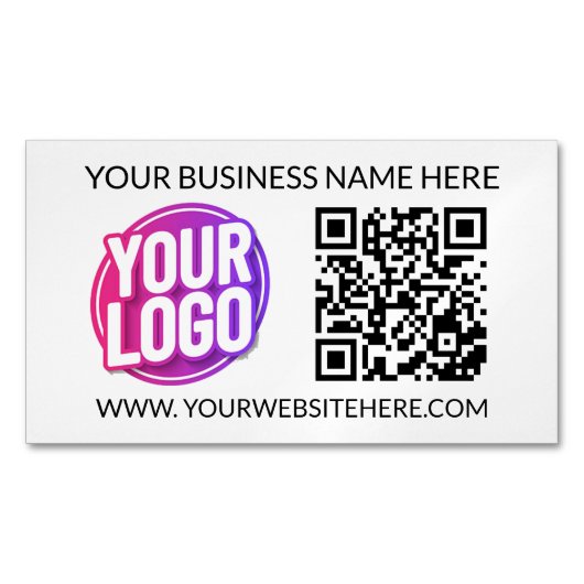Your Business Company Team Logo & QR Code & Text Magnetische Visitenkarte (Vorderseite)