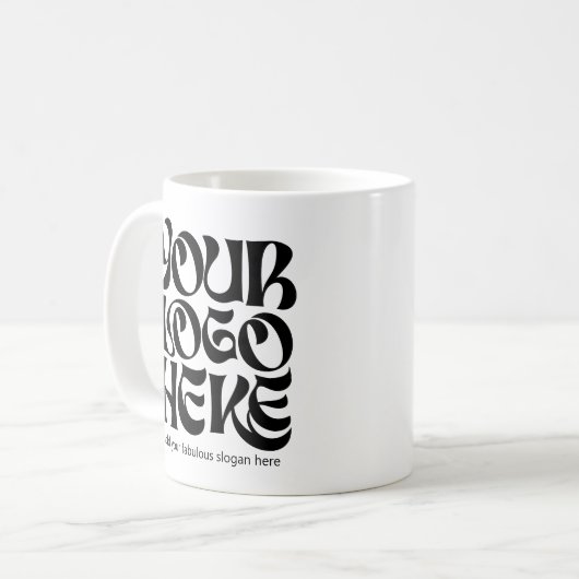 Your Business Logo and Text Simple 2 side Kaffeetasse (Vorderseite Links)