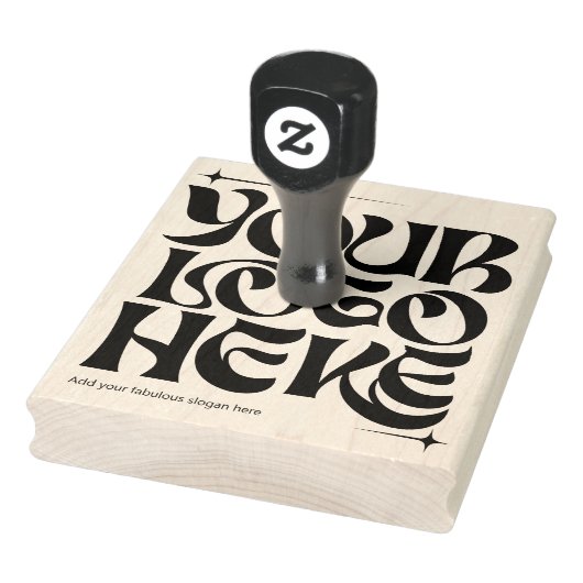Your Business Logo Custom Groovy Retro Dark Colors Gummistempel (Stempel)