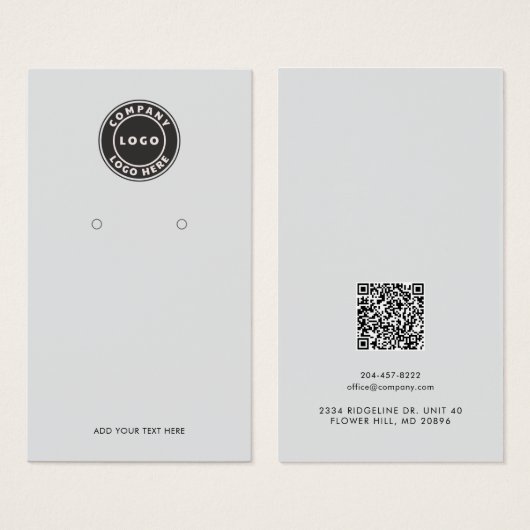 Your Business Logo QR Code Earrings Display Card (Vorne & Hinten)
