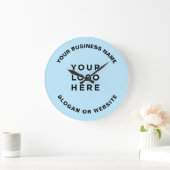 Your Business Logo Simple and Professional Blue Große Wanduhr (Zuhause)