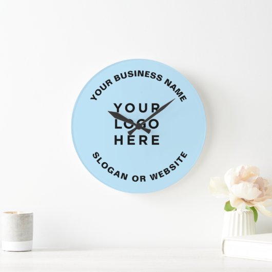 Your Business Logo Simple and Professional Blue Große Wanduhr (Zuhause)