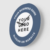 Your Business Logo Simple and Professional Navy Große Wanduhr (Winkel)