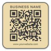 Your Business Name Url QR Code Large Black & Gold Aufkleber (Vorderseite)