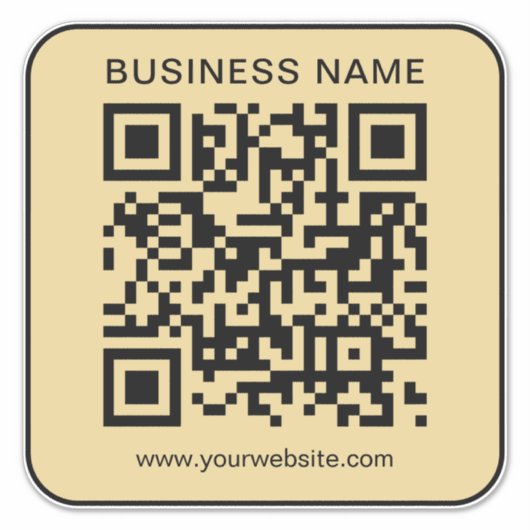 Your Business Name Url QR Code Large Black & Gold Aufkleber (Vorderseite)