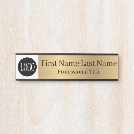Your Company Logo Office Door Sign Faux Gold Türschild (Vorderseite )