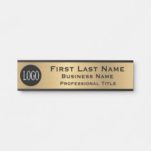 Your Company Logo Office Door Sign Faux Gold Türschild (Vorderseite )