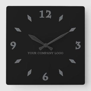 YOUR COMPANY LOGO,personalized,add your text Quadratische Wanduhr