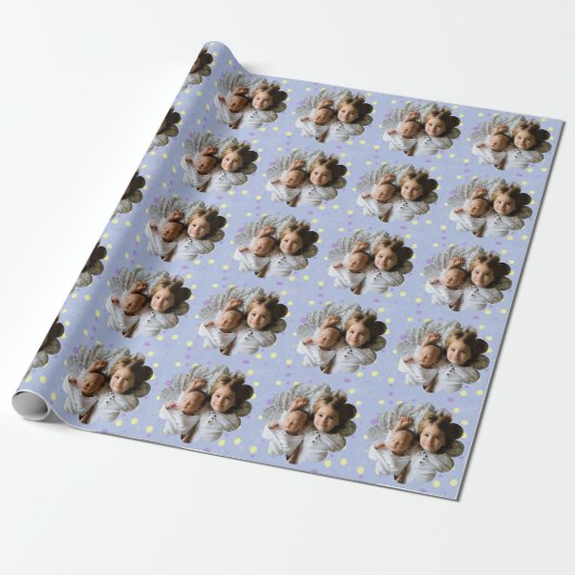 Your Custom Photo in Flower Polka Dot Geschenkpapier (Ungerollt)