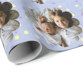 Your Custom Photo in Flower Polka Dot Geschenkpapier (Rolleneckpunkt)