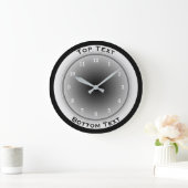 Your Custom Text Black White and Silver Gray Große Wanduhr (Zuhause)