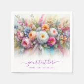 Your Custom Text Calligraphy Script Floral Wedding Serviette (Vorderseite)