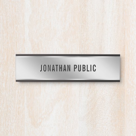 Your Custom Text Elegant Modern Simple Silver Home Türschild (Vorderseite )