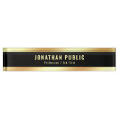 Your Custom Text Elegant Template Black And Gold Namensplakette (Vorderseite)